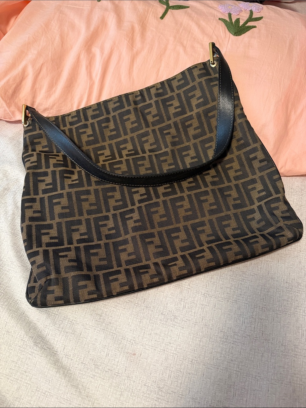 Fendi Brown and Black FF Logo Shoulder Bag